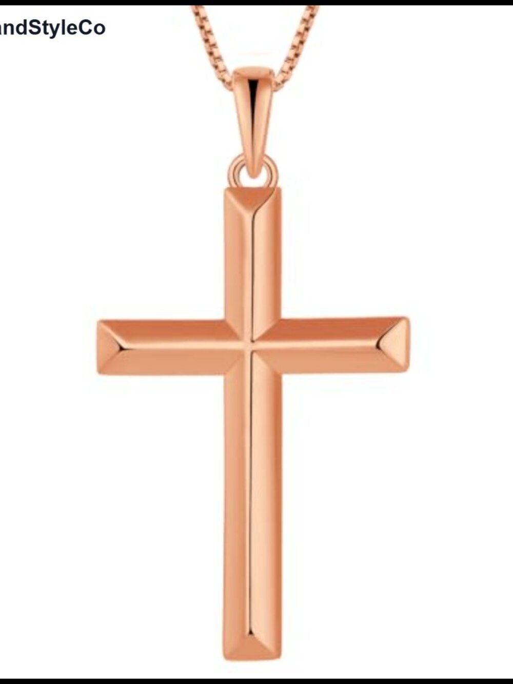 Sterling Silver Cross Pendant Necklace 18k Rose Gold Plated Box Chain